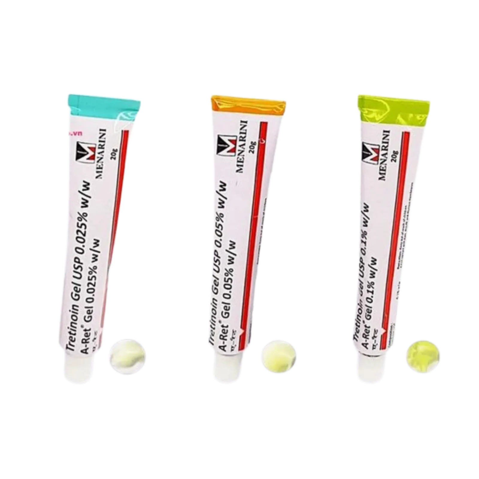 A-Ret Tretinoin Gel 0,025%, 0,05% và 0,1%.